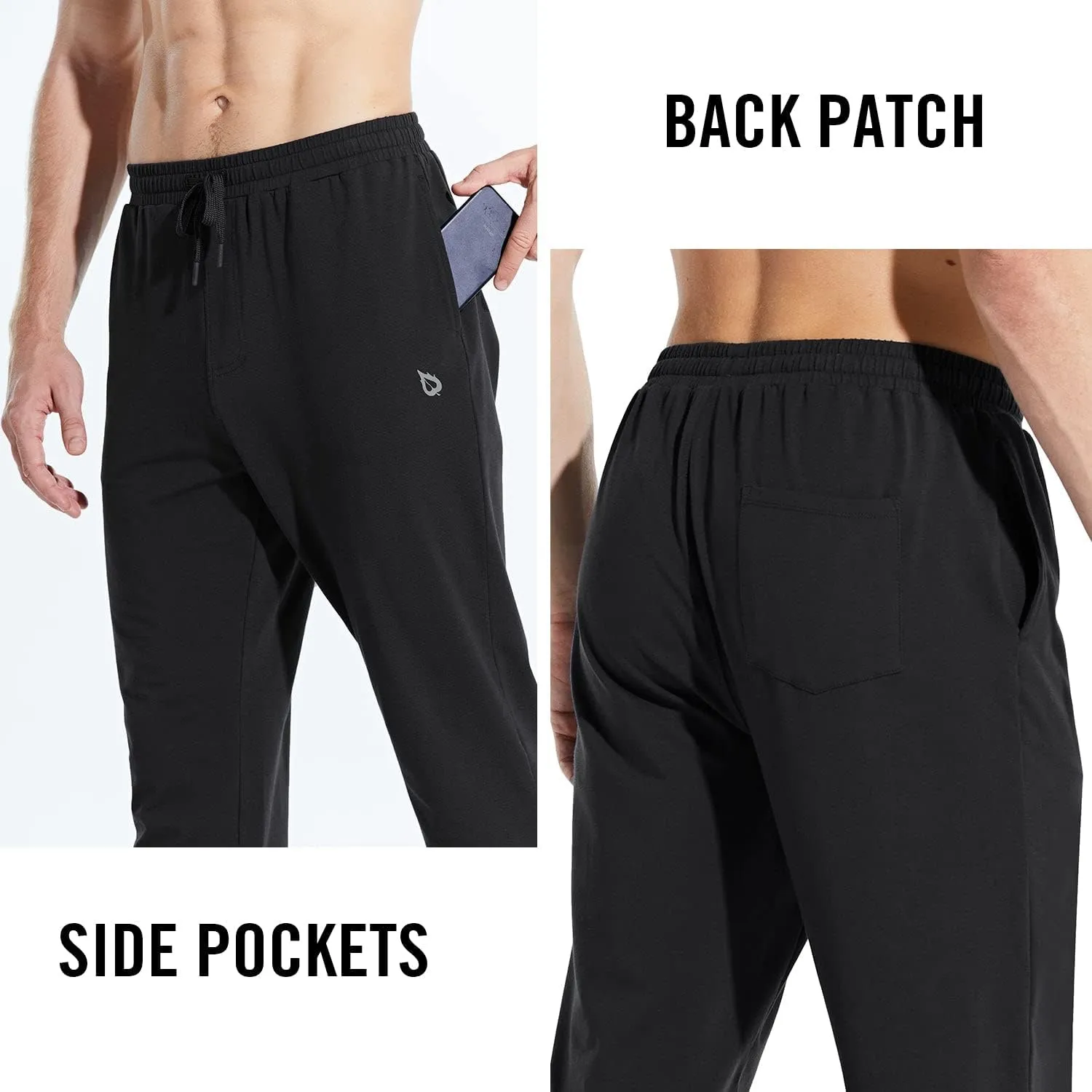 baleaf Men's 27" Cotton Sweatpants Sports Running Hiking Joggers Pants Lightweight Lounge Pocketed Pajamas 7/8 Length