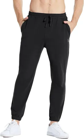 baleaf Men's 27" Cotton Sweatpants Sports Running Hiking Joggers Pants Lightweight Lounge Pocketed Pajamas 7/8 Length