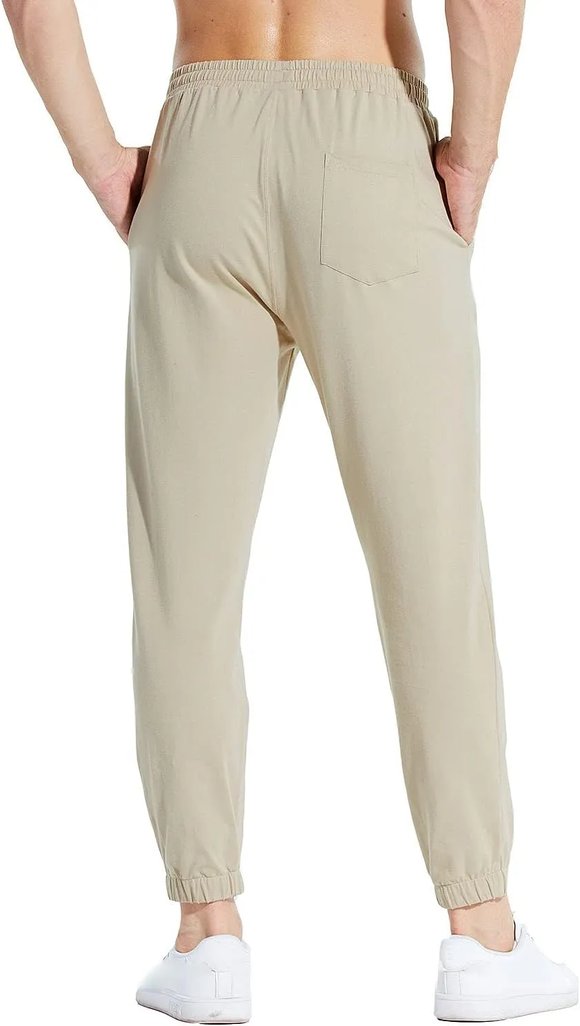 baleaf Men's 27" Cotton Sweatpants Sports Running Hiking Joggers Pants Lightweight Lounge Pocketed Pajamas 7/8 Length
