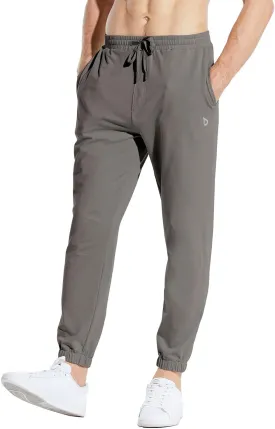 baleaf Men's 27" Cotton Sweatpants Sports Running Hiking Joggers Pants Lightweight Lounge Pocketed Pajamas 7/8 Length