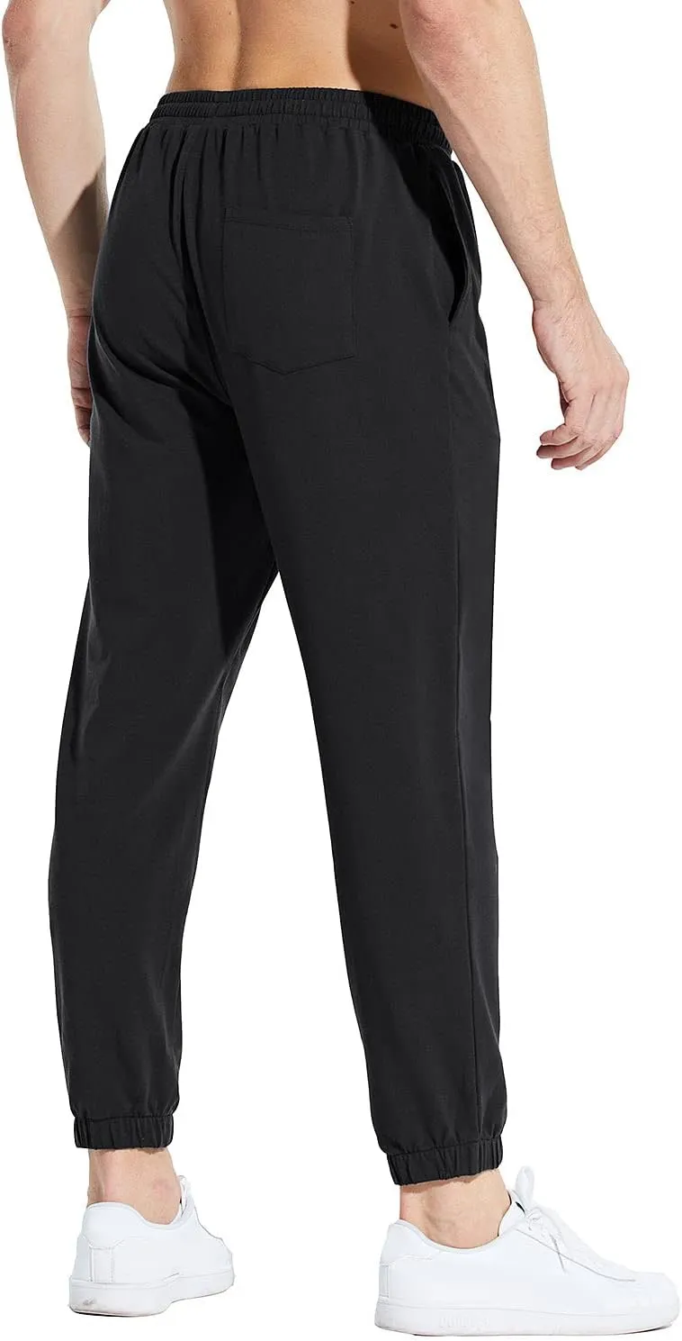 baleaf Men's 27" Cotton Sweatpants Sports Running Hiking Joggers Pants Lightweight Lounge Pocketed Pajamas 7/8 Length