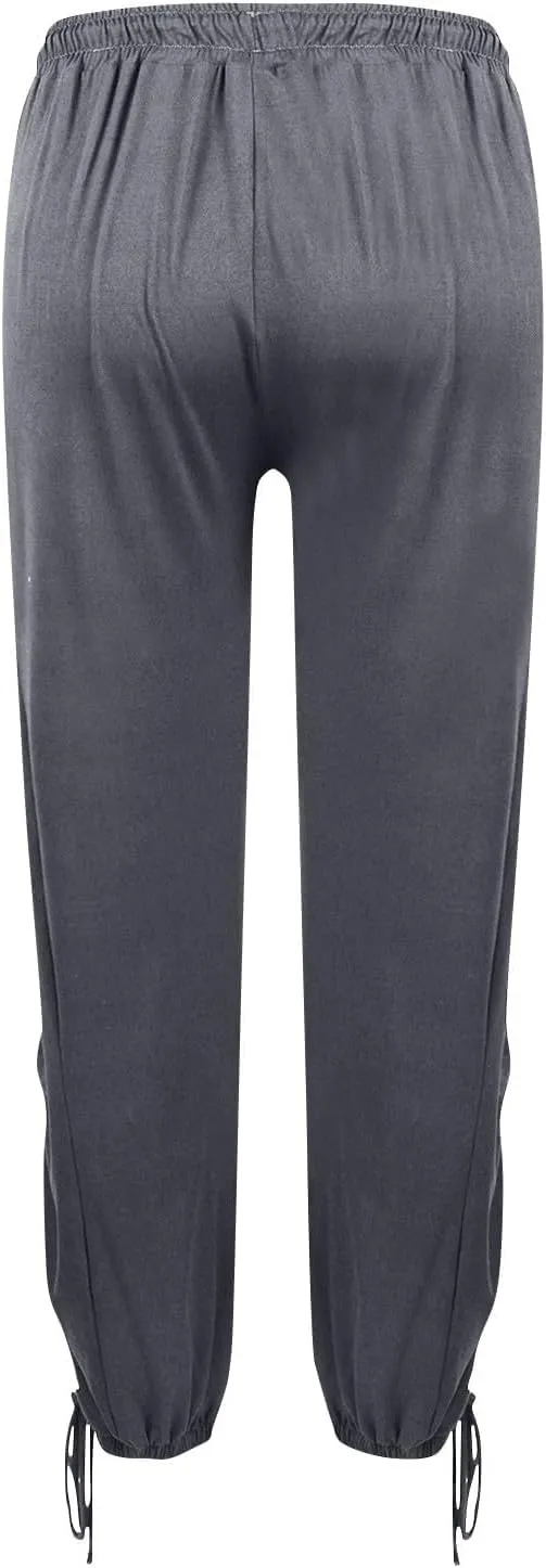 Capri Harem Pants for Women Baggy Side Drawstring Beach Pants Pleated Loose Lounge Trousers 2025 Streetwear