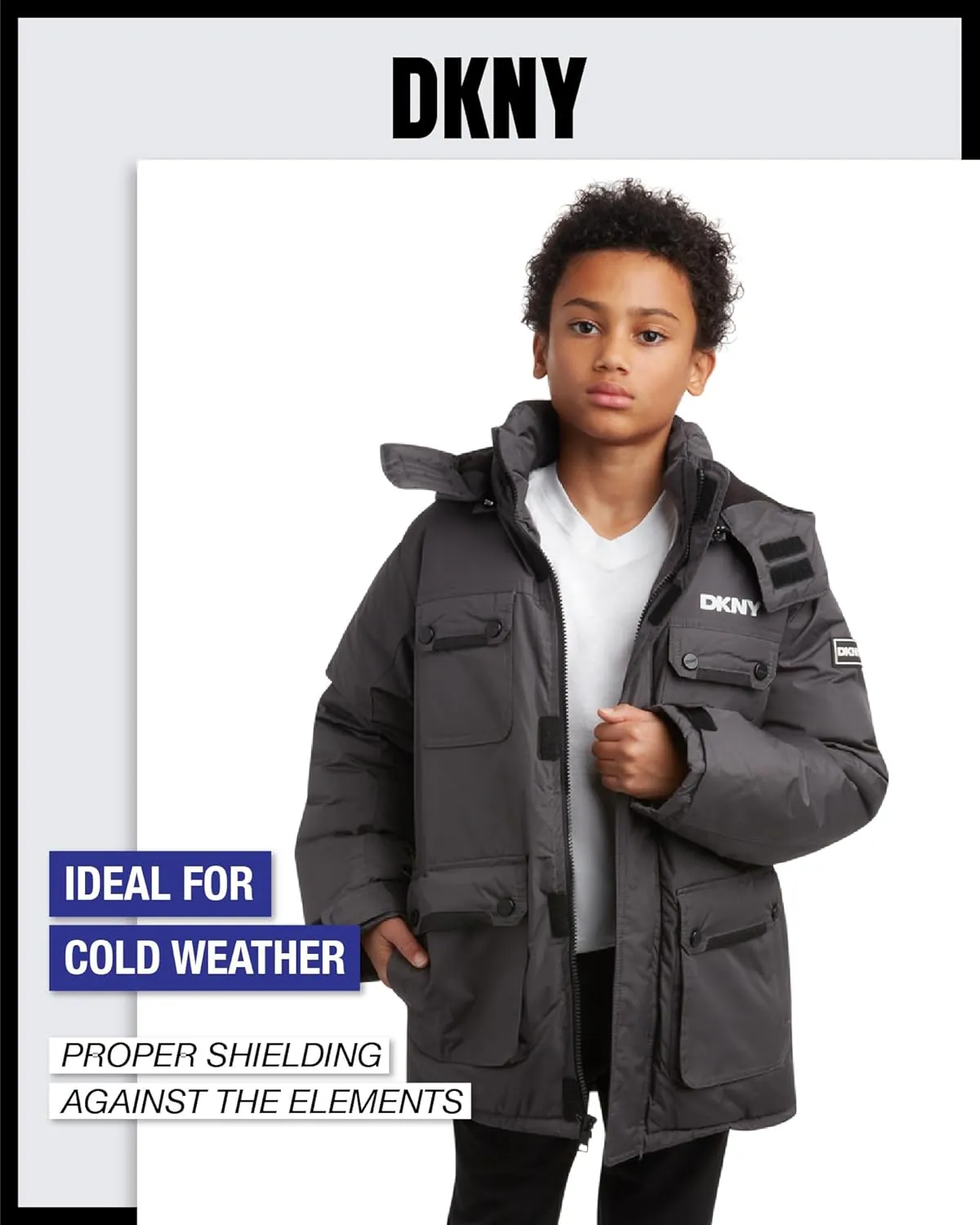 DKNY Boys' Winter Coat - Heavyweight Bomber Parka Jacket - Water Resistant Insulated Jacket for Boys (8-20)