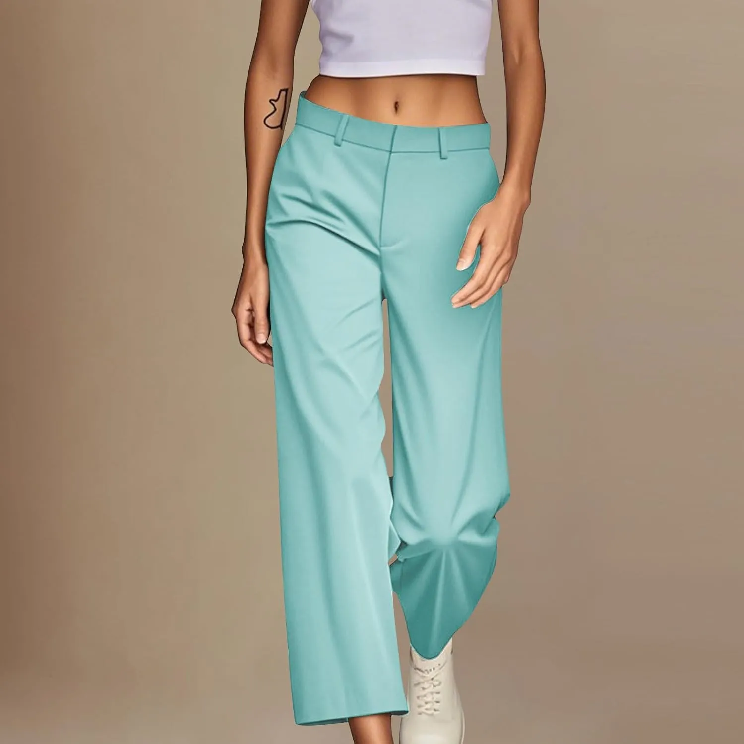 Dress Pants Women High Waisted Casual Business Office Pants Slacks Wide Leg Dressy Work Trousers with Pockets