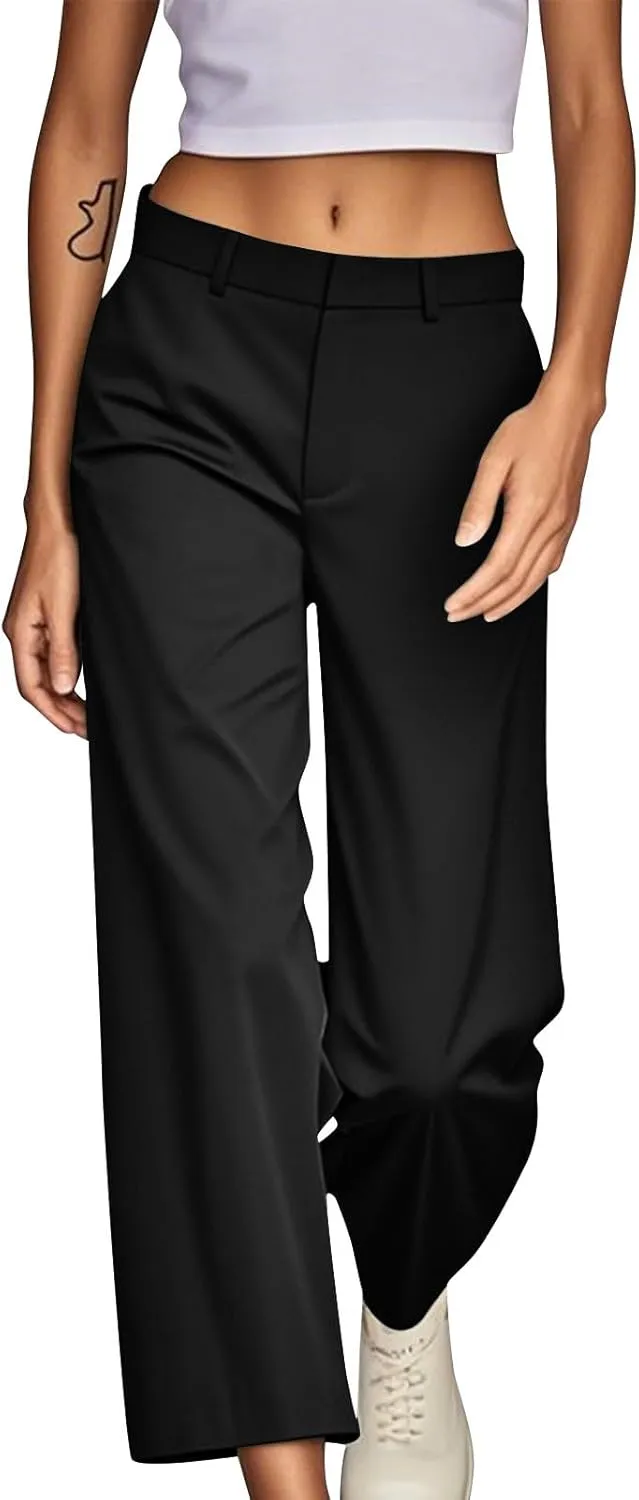 Dress Pants Women High Waisted Casual Business Office Pants Slacks Wide Leg Dressy Work Trousers with Pockets