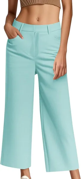 Dress Pants Women High Waisted Casual Business Office Pants Slacks Wide Leg Dressy Work Trousers with Pockets