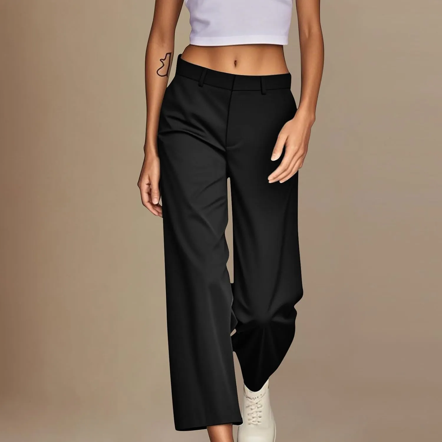 Dress Pants Women High Waisted Casual Business Office Pants Slacks Wide Leg Dressy Work Trousers with Pockets