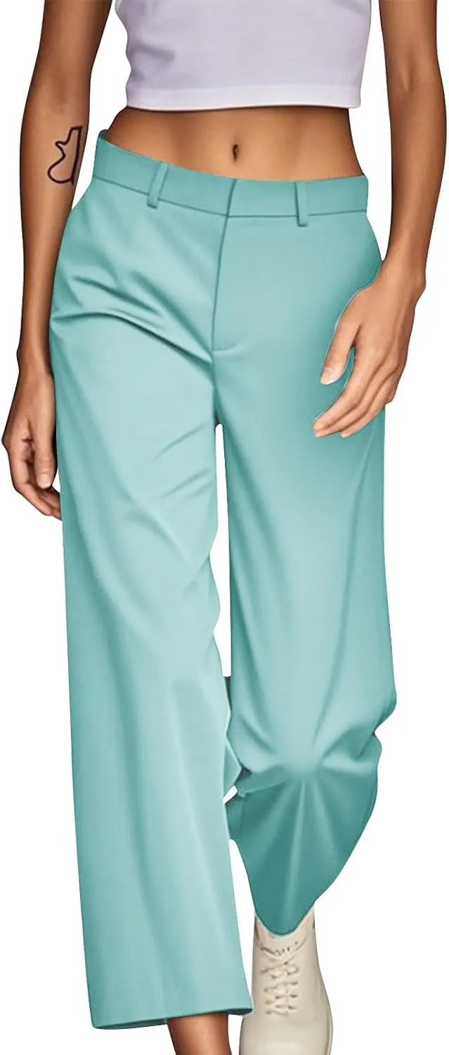 Dress Pants Women High Waisted Casual Business Office Pants Slacks Wide Leg Dressy Work Trousers with Pockets