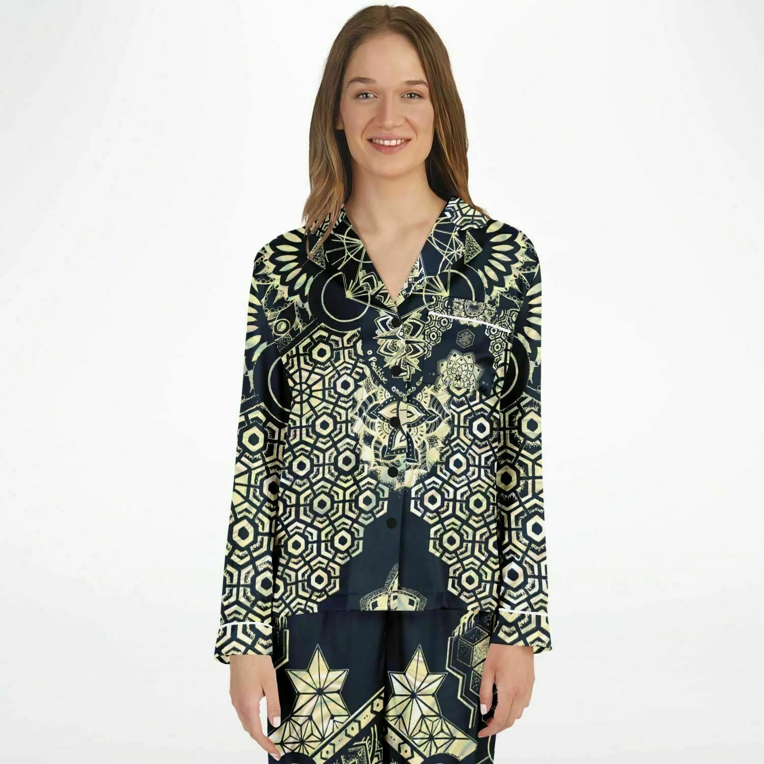 GEOMETRIC GOLD Women's Satin Pajamas - MIL ET UNE