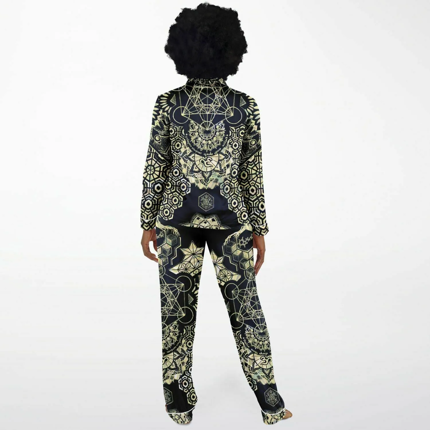 GEOMETRIC GOLD Women's Satin Pajamas - MIL ET UNE