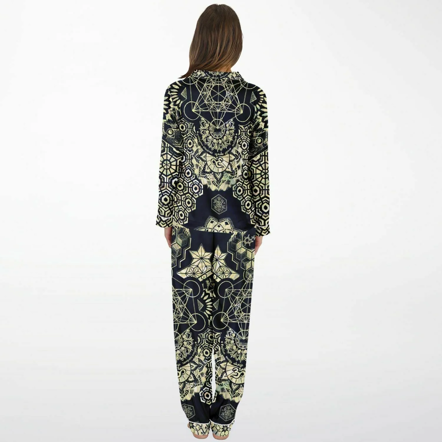 GEOMETRIC GOLD Women's Satin Pajamas - MIL ET UNE