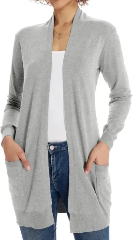 GRACE KARIN Women Lightweight Cardigan Sweaters with Pocket Long Sleeve Shrugs