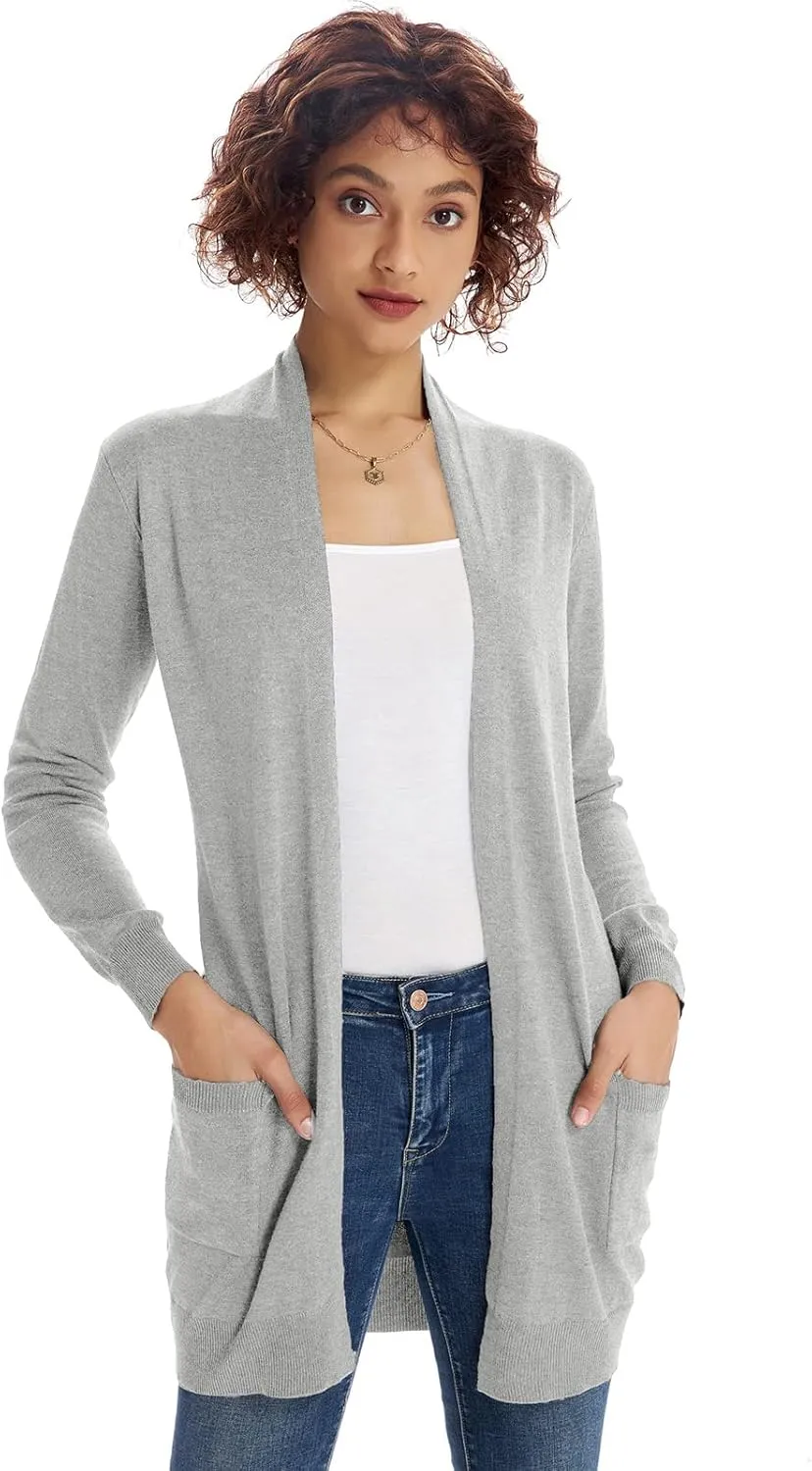 GRACE KARIN Women Lightweight Cardigan Sweaters with Pocket Long Sleeve Shrugs