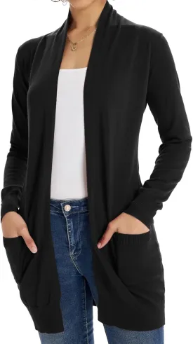 GRACE KARIN Women Lightweight Cardigan Sweaters with Pocket Long Sleeve Shrugs