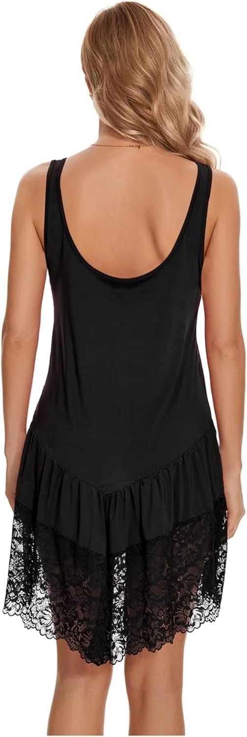 H HIAMIGOS Lace Slip Dress for Women Under Dress Mini Silky Full Slip Satin Slips Non Cling Wide Strap