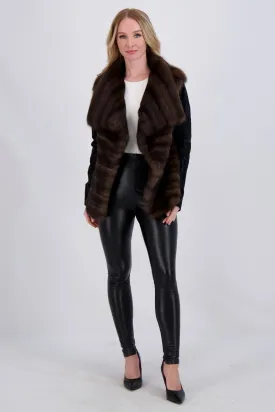 HORIZONTAL SABLE JACKET WITH LAMB SLEEVES
