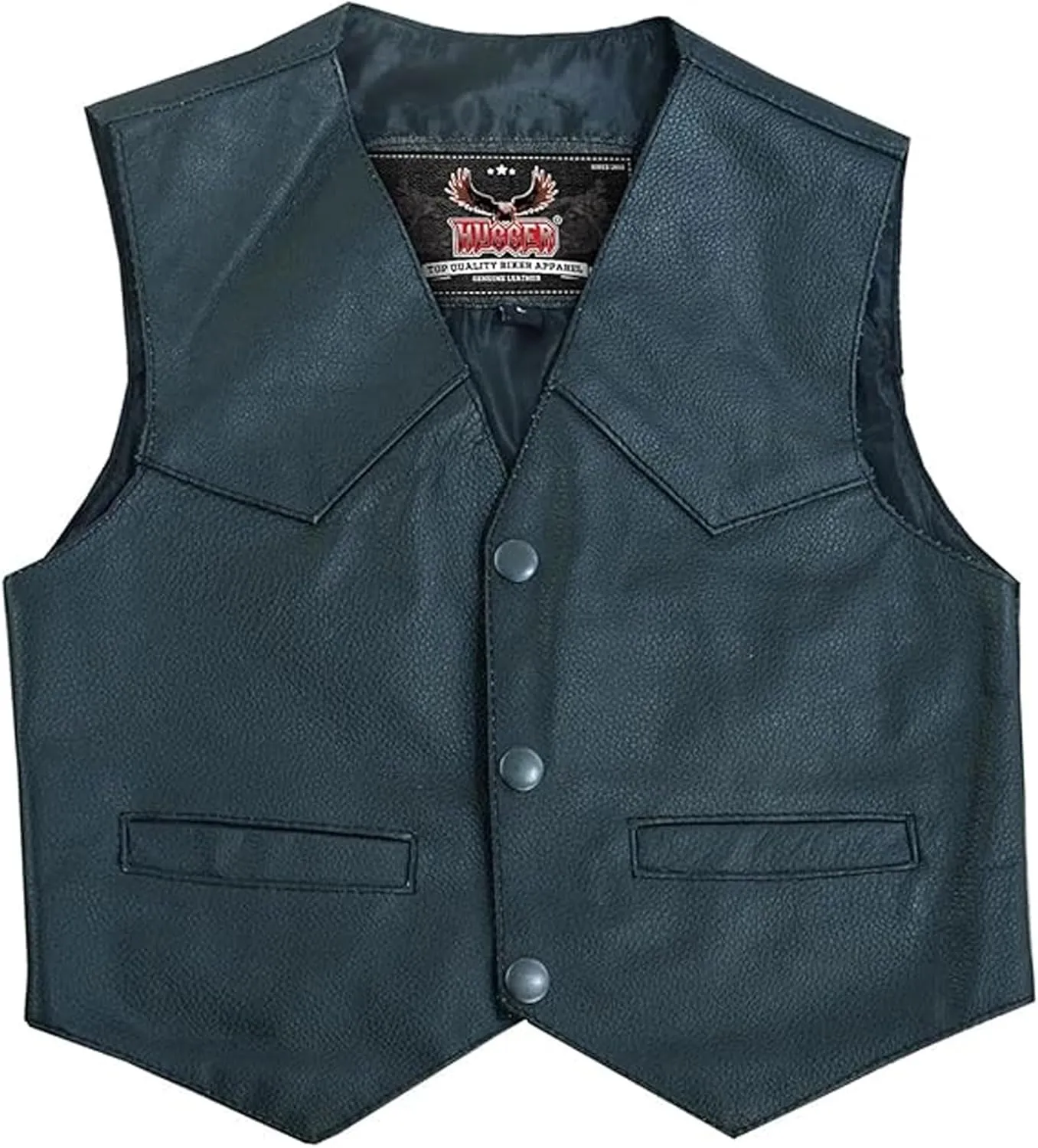 Hugger Kids Leather Vest Fashion Button Sleeveless Toddler's Tops Cute V Neck Jacket Waistcoat with Multiple Pockets
