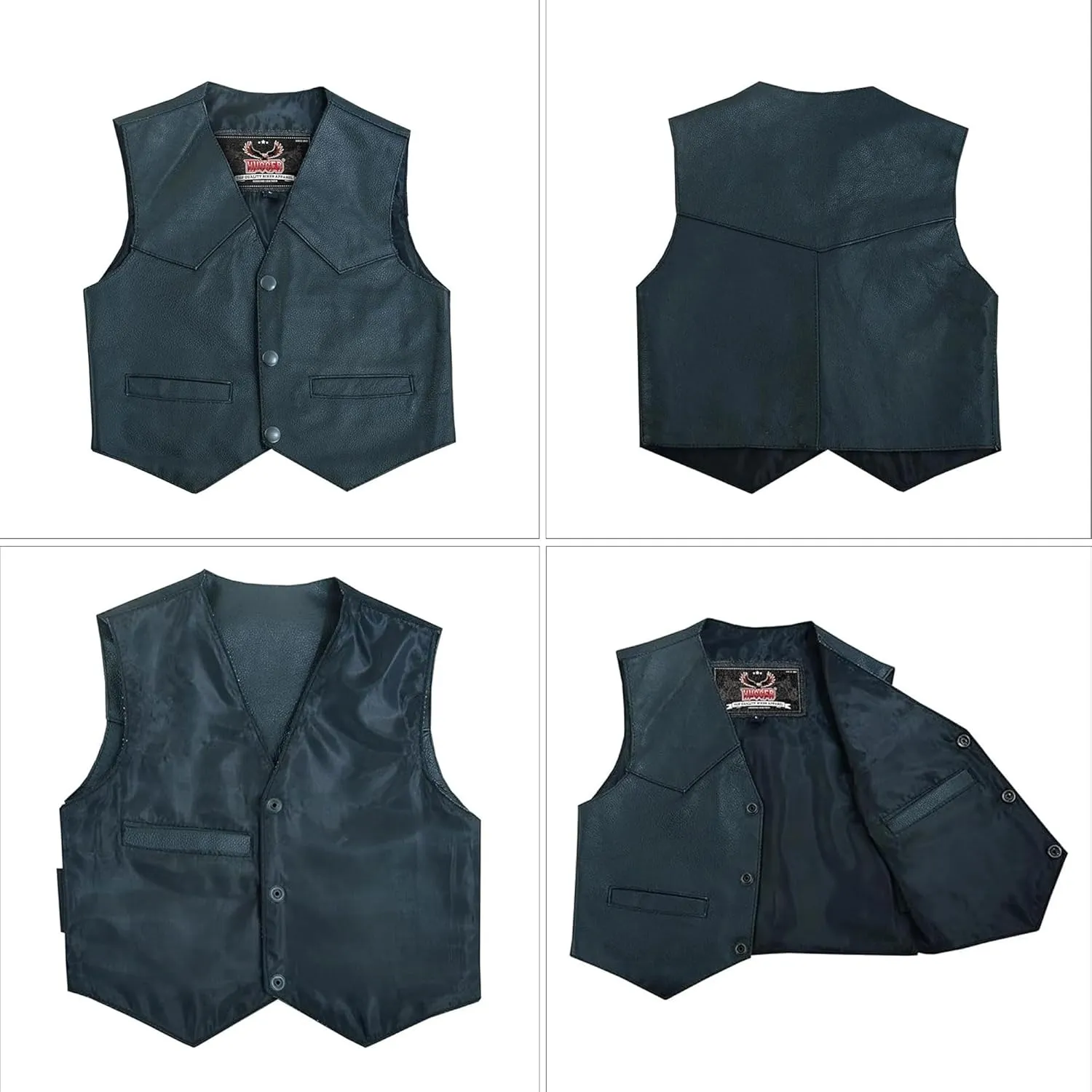 Hugger Kids Leather Vest Fashion Button Sleeveless Toddler's Tops Cute V Neck Jacket Waistcoat with Multiple Pockets