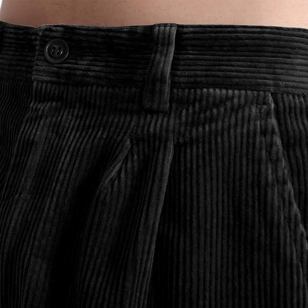 IDEALSANXUN Mens Corduroy Pants Casual Straight Leg Pleated Dress Pants