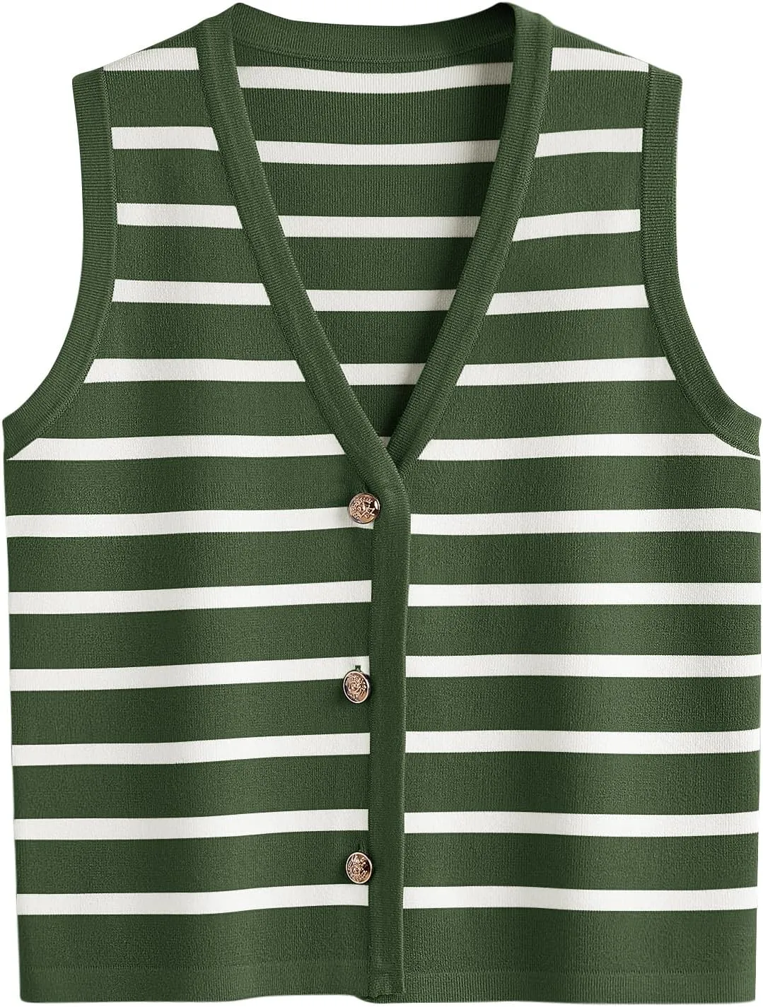 LILLUSORY Summer Vest Tops for Women 2025 Striped Sweater Vests Vacation Button Up Outfits Shirts Blouses Jacket Clothes