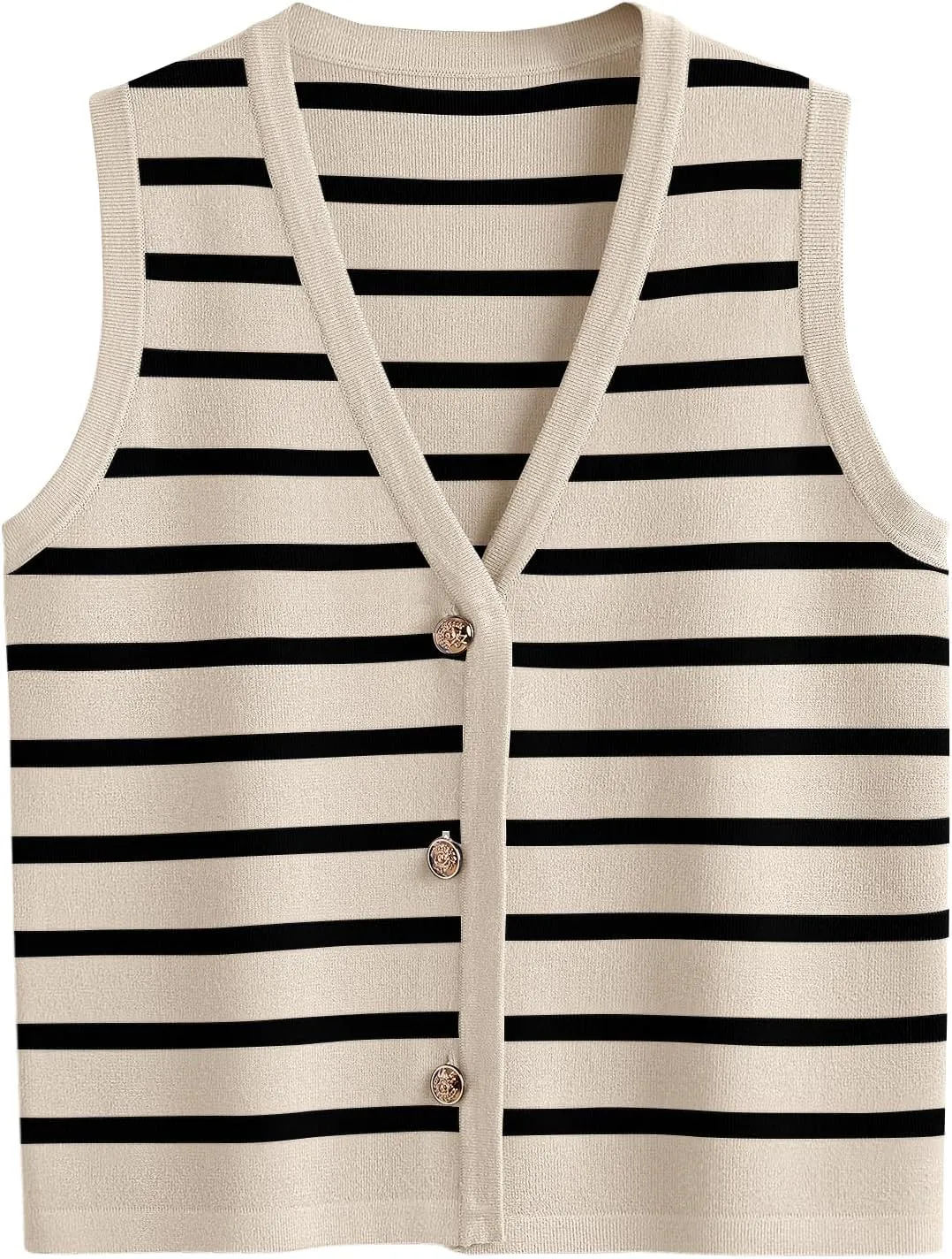 LILLUSORY Summer Vest Tops for Women 2025 Striped Sweater Vests Vacation Button Up Outfits Shirts Blouses Jacket Clothes