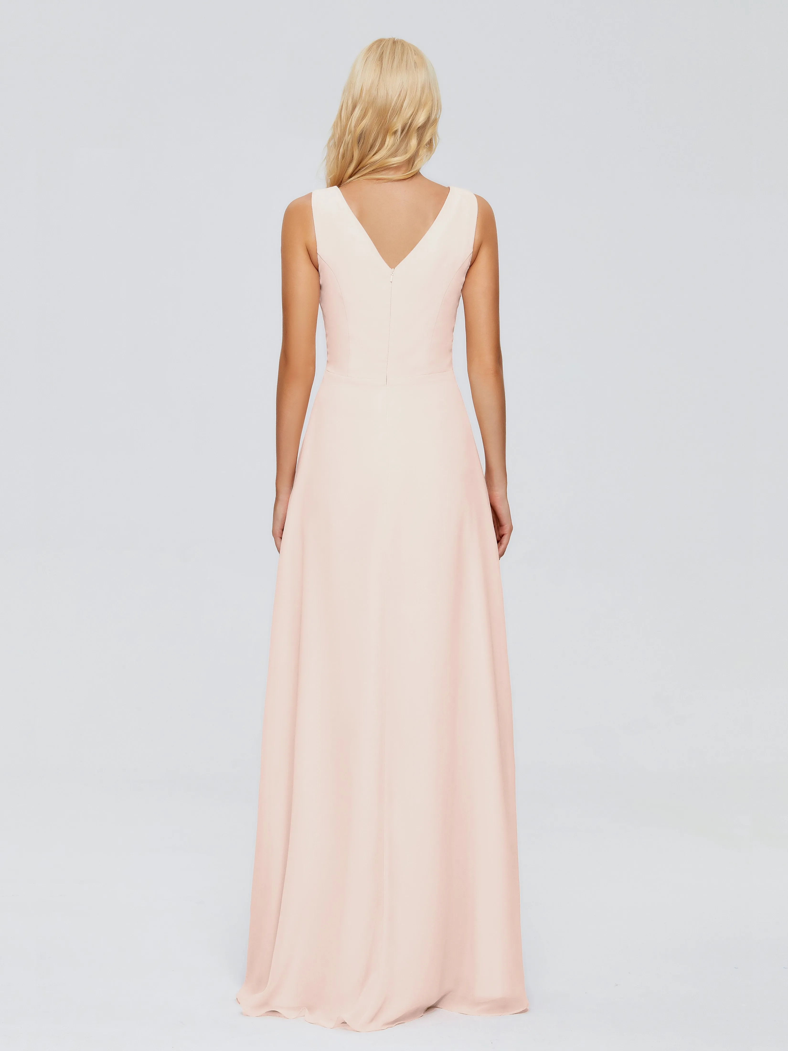 Maria Modern Sheath V Neck Chiffon Bridesmaid Dresses
