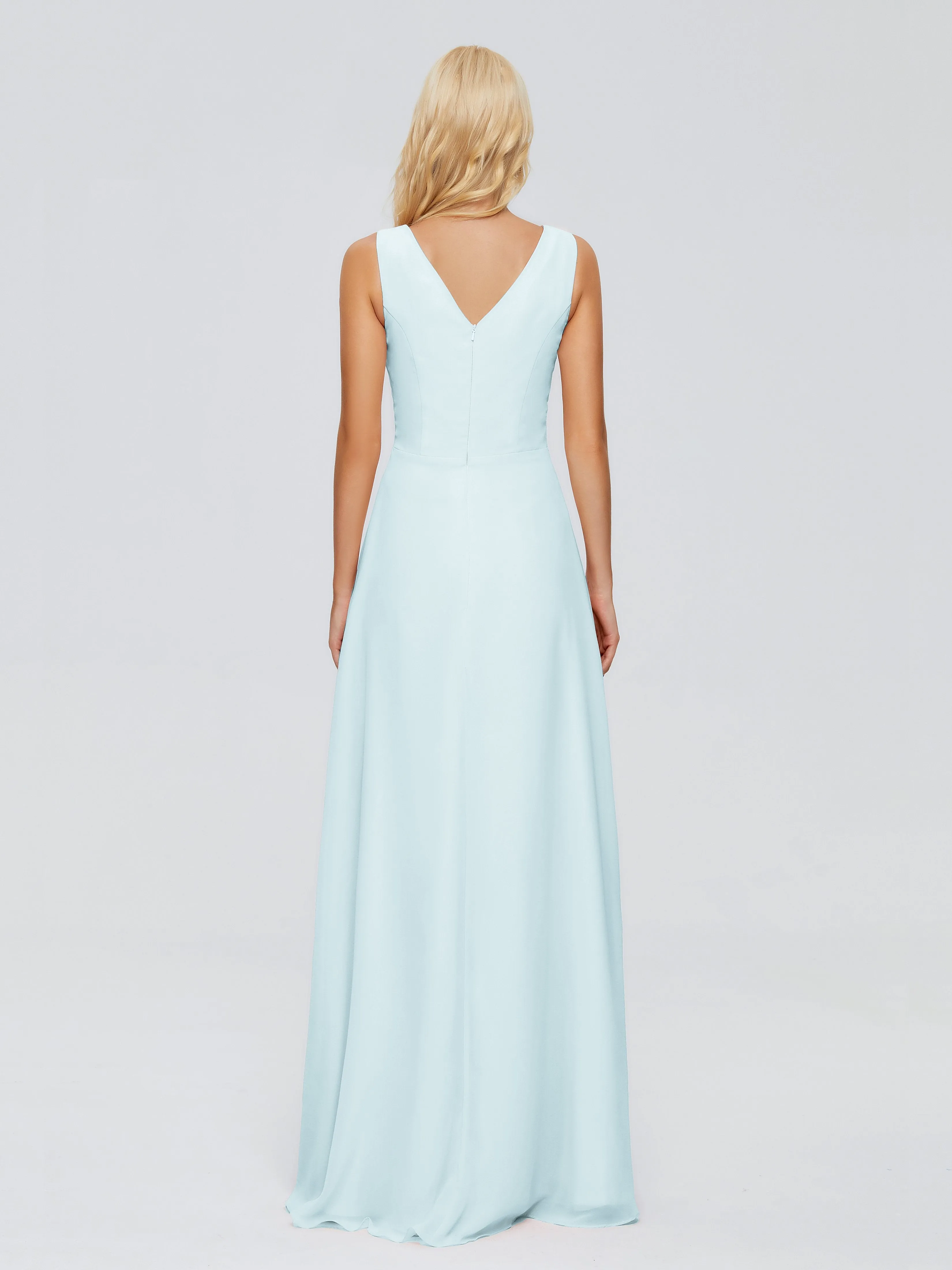Maria Modern Sheath V Neck Chiffon Bridesmaid Dresses