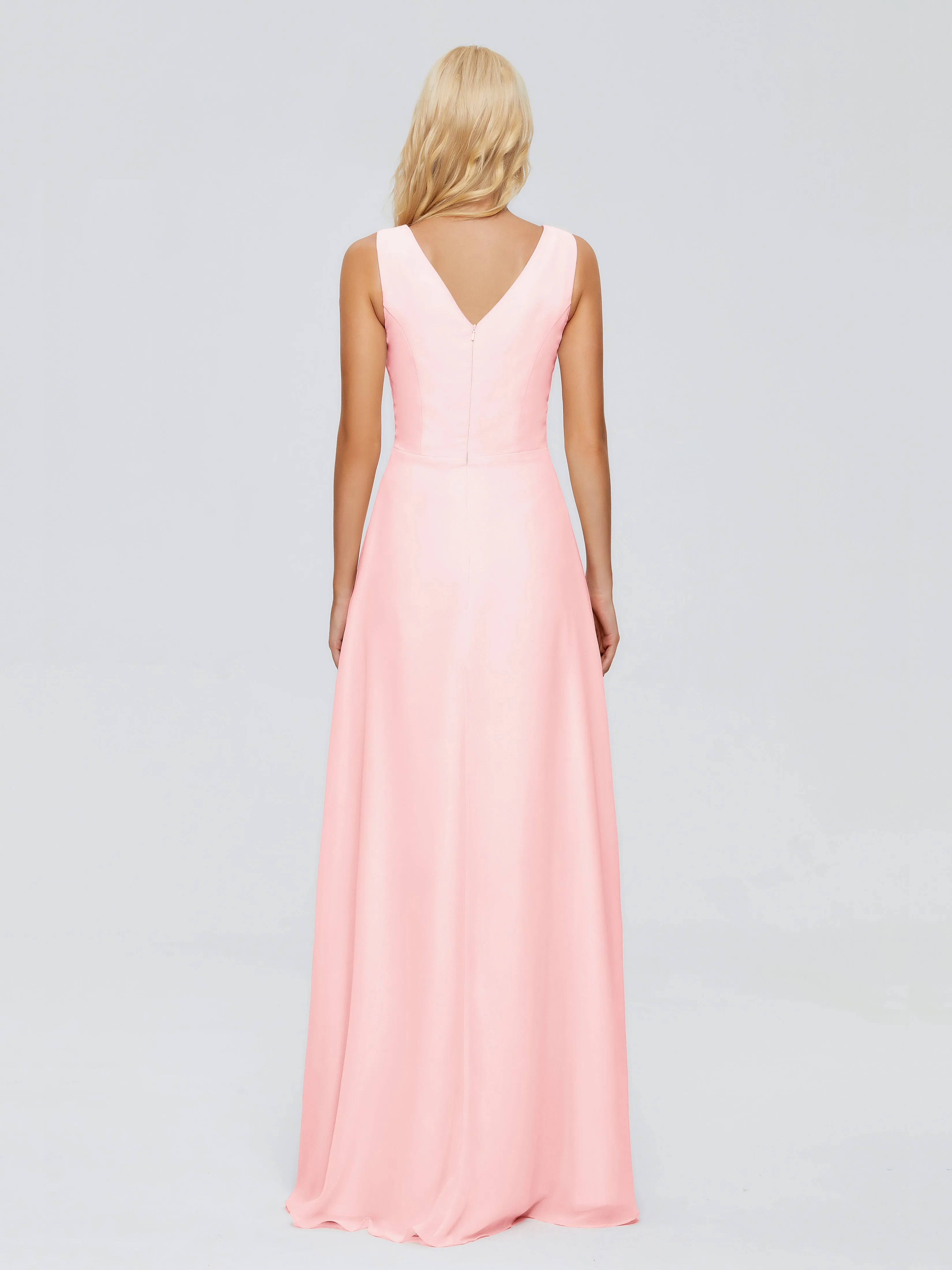 Maria Modern Sheath V Neck Chiffon Bridesmaid Dresses