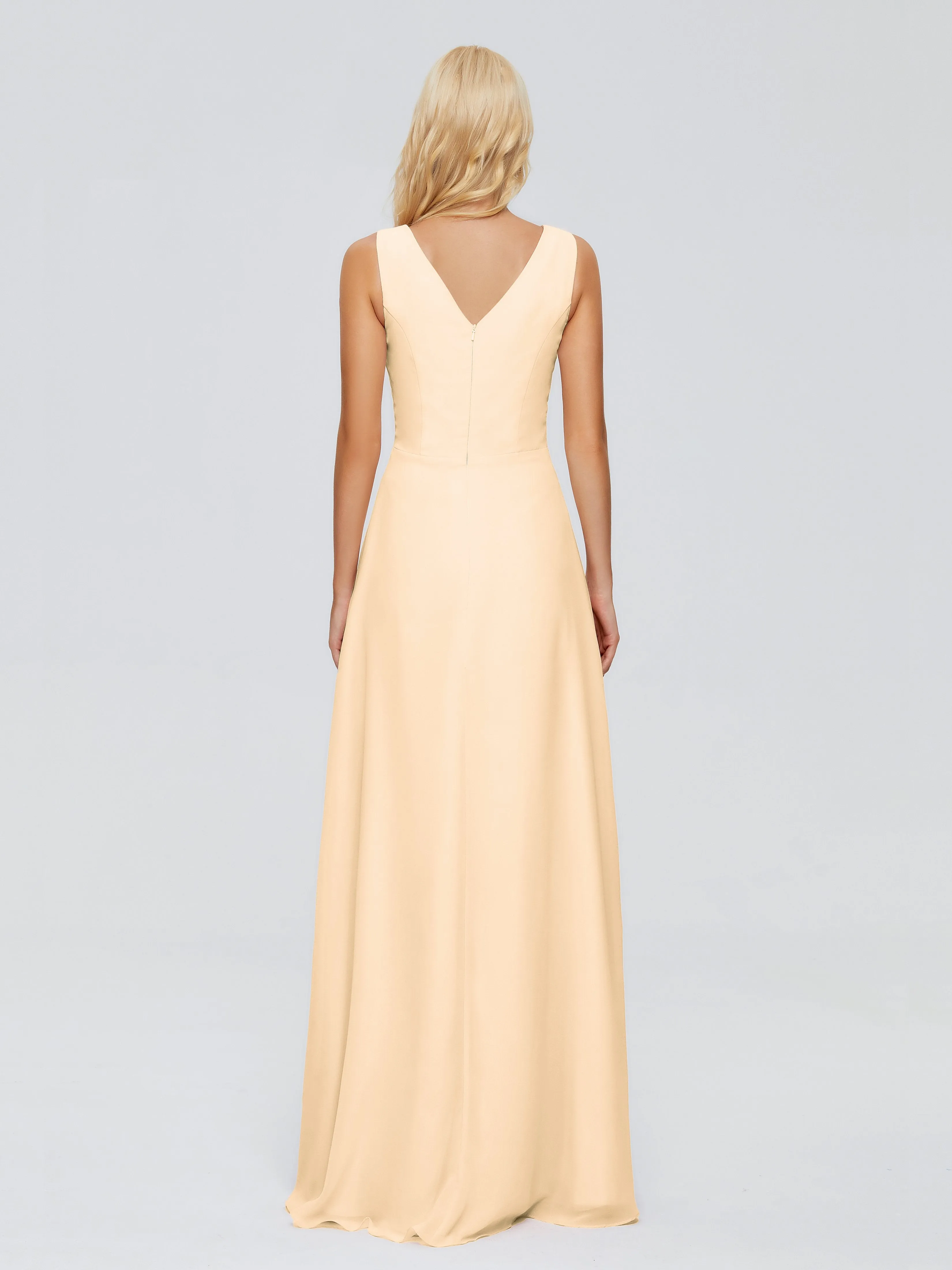 Maria Modern Sheath V Neck Chiffon Bridesmaid Dresses