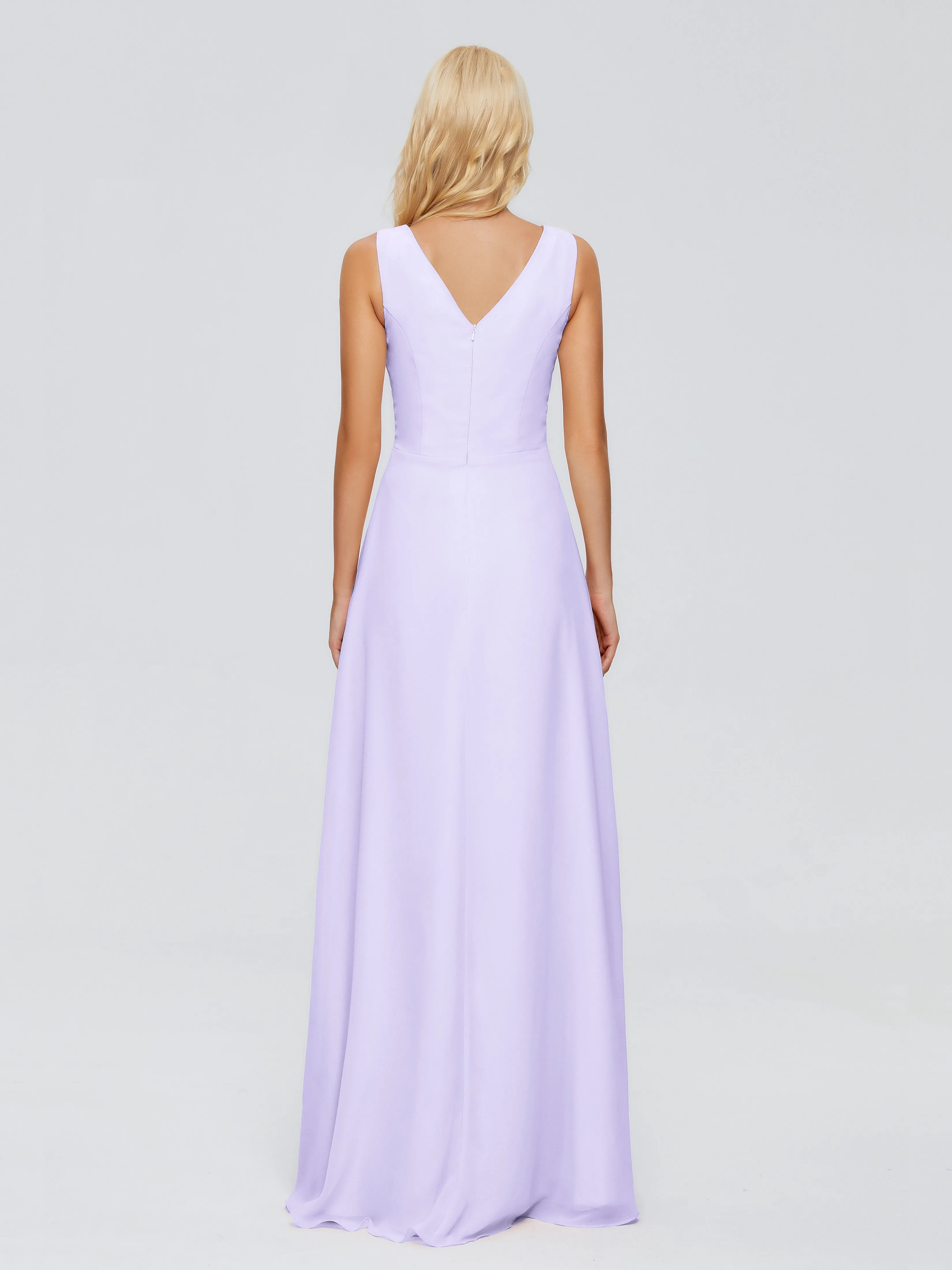 Maria Modern Sheath V Neck Chiffon Bridesmaid Dresses