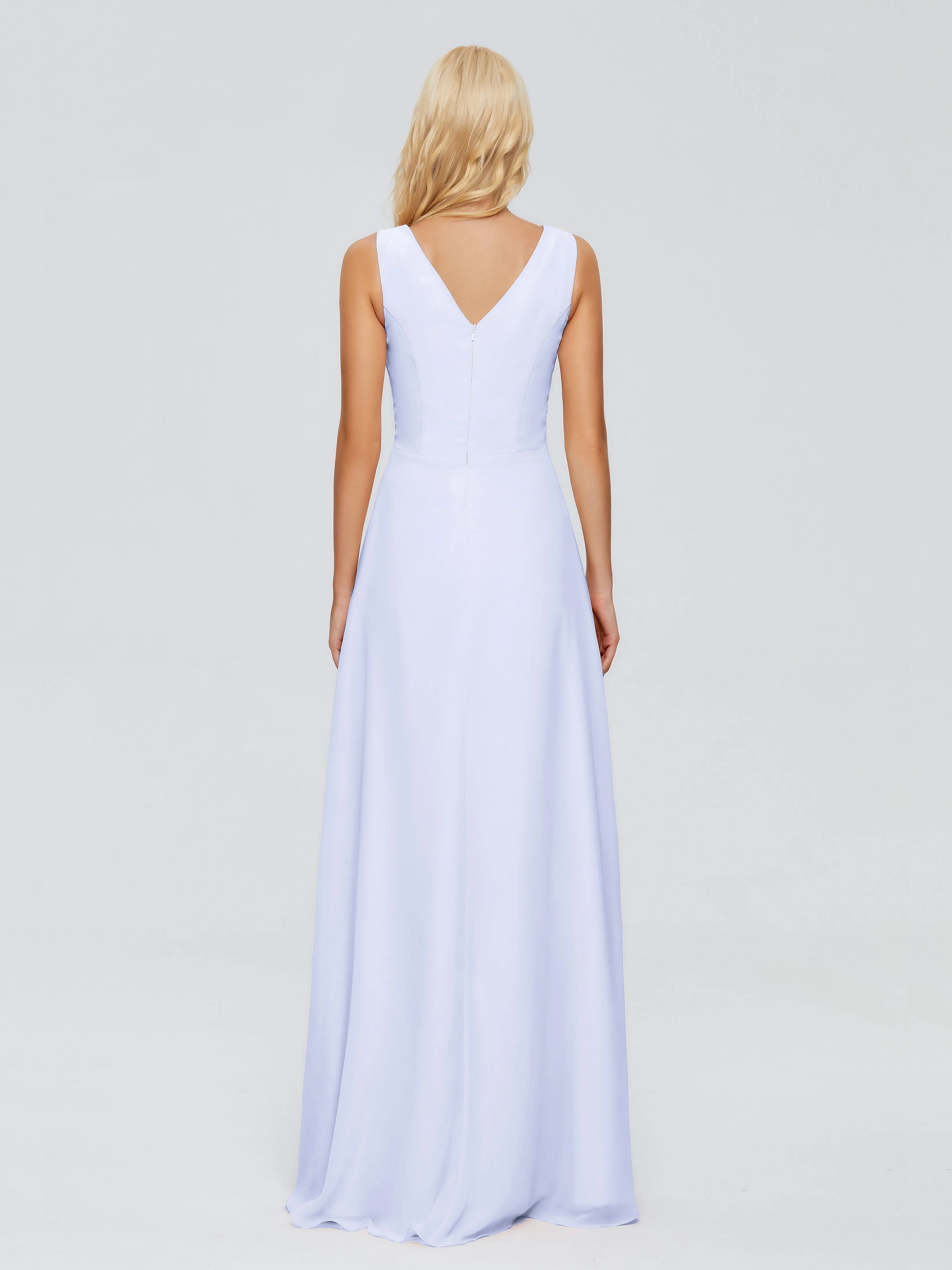 Maria Modern Sheath V Neck Chiffon Bridesmaid Dresses