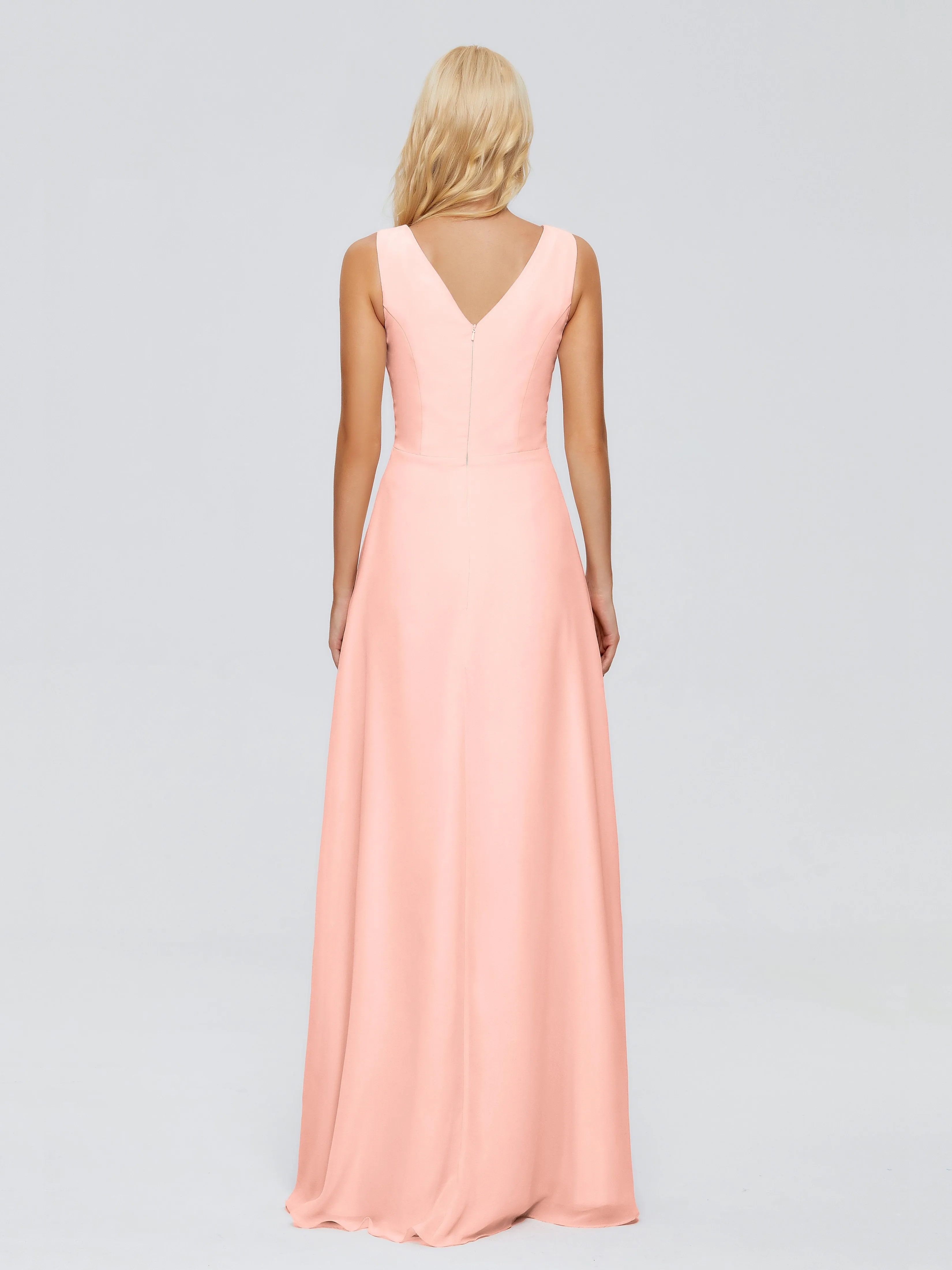 Maria Modern Sheath V Neck Chiffon Bridesmaid Dresses
