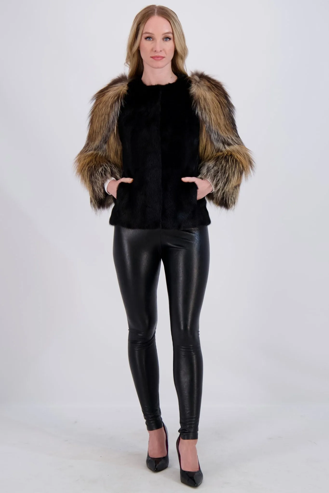 MINK JACKET WITH FOX SLEEVES