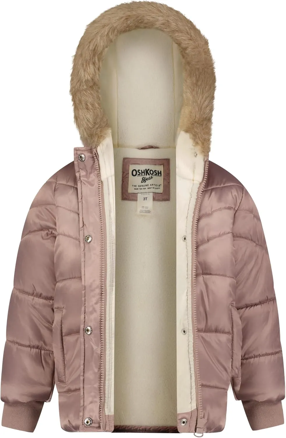 OSHKOSH B'GOSH Girls' Warm and Cozy Heavyweight Hooded Puffer Jacket