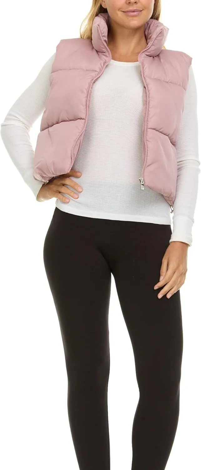 Steve Madden Cropped Puffer Vest for Women - Sleeveless Womens Outerwear Vests
