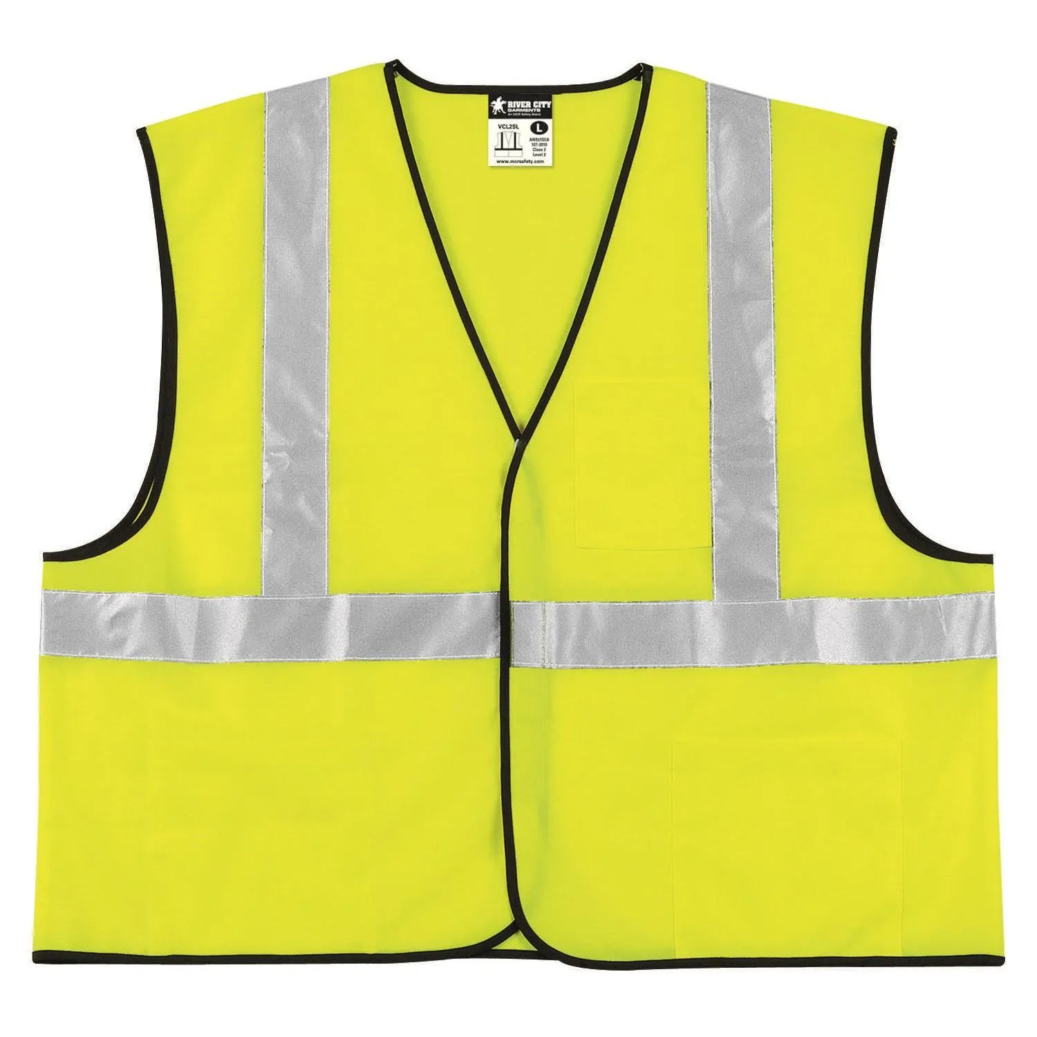 VCL2SLX3 MCR Class 2,Polyester,Safety Vest,2" Silver Stripe,LIME