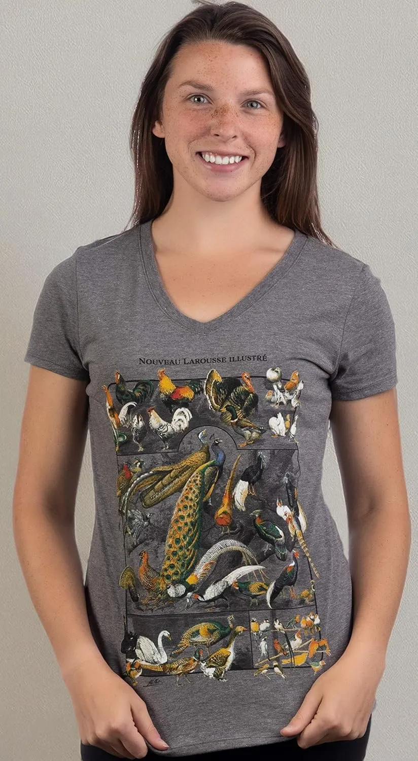 Vintage Nature Art Print - Cool Unique Illustration V-Neck T-Shirt Top Tee for Women