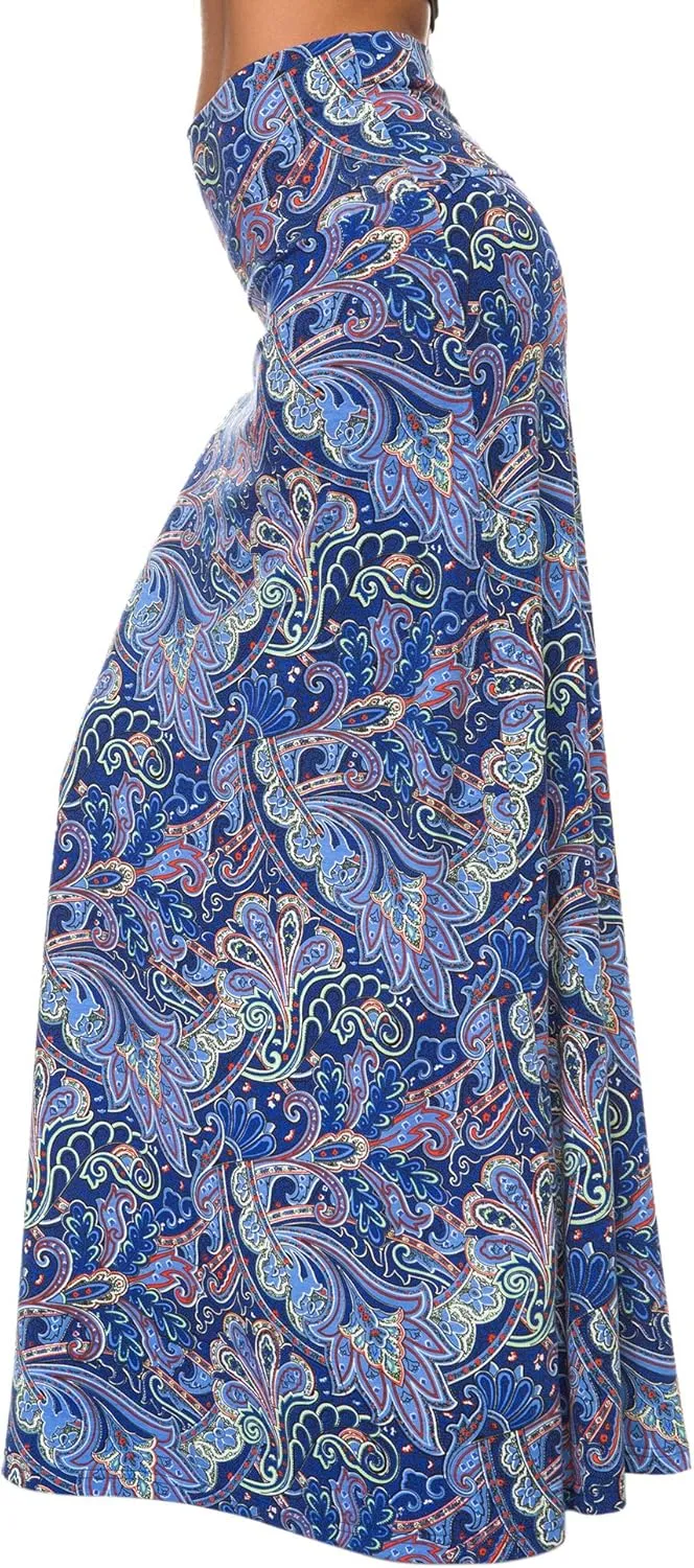 Women's Boho Flod Over Long Maxi Skirt Elastic High Waisted Long Skirts for Women