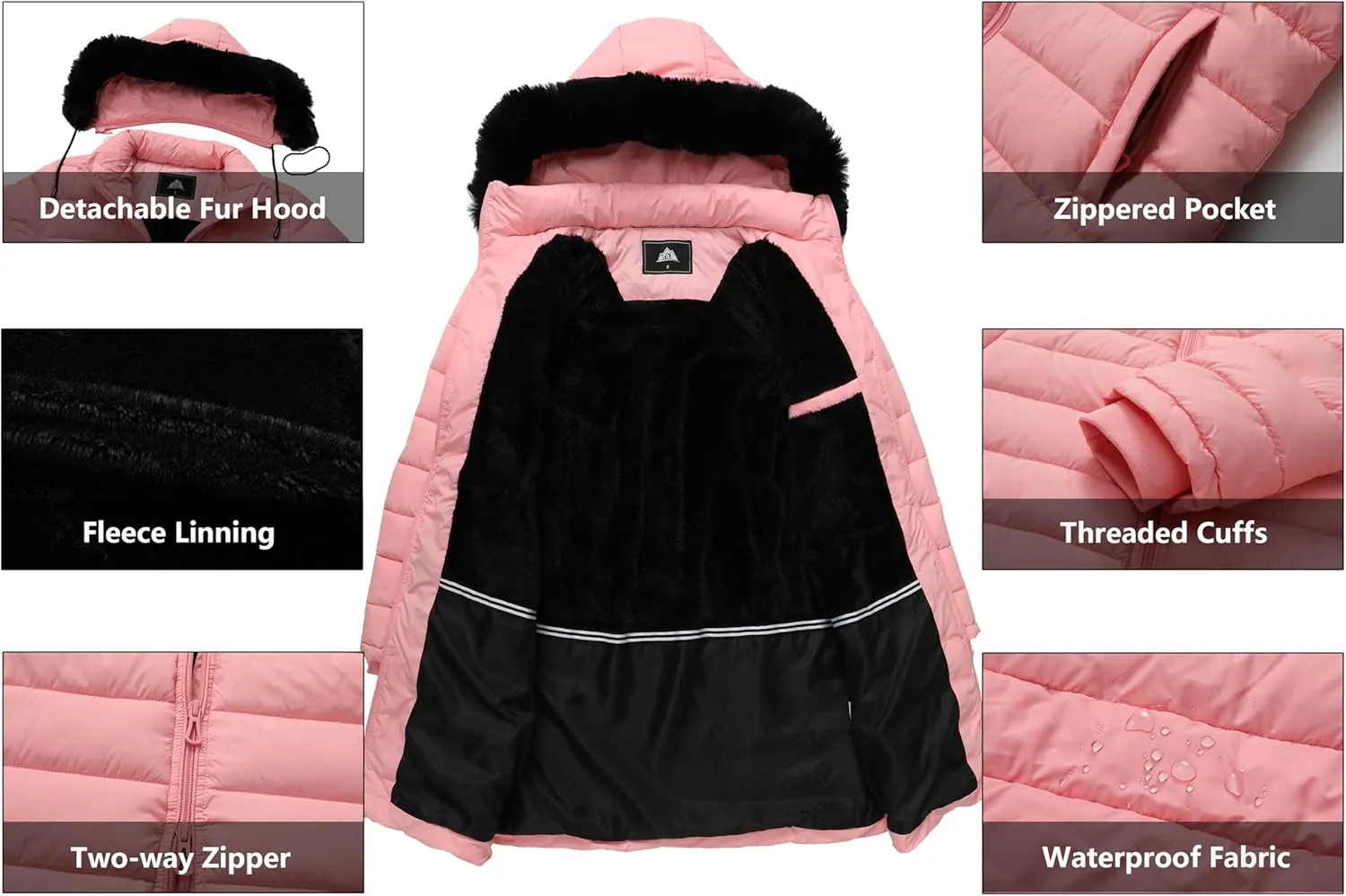 Women's Waterproof Long Puffer Jacket Thickened Down Jacket Warm Winter Coat