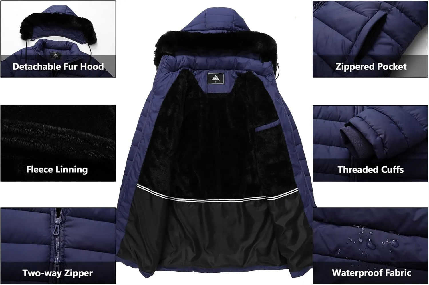 Women's Waterproof Long Puffer Jacket Thickened Down Jacket Warm Winter Coat