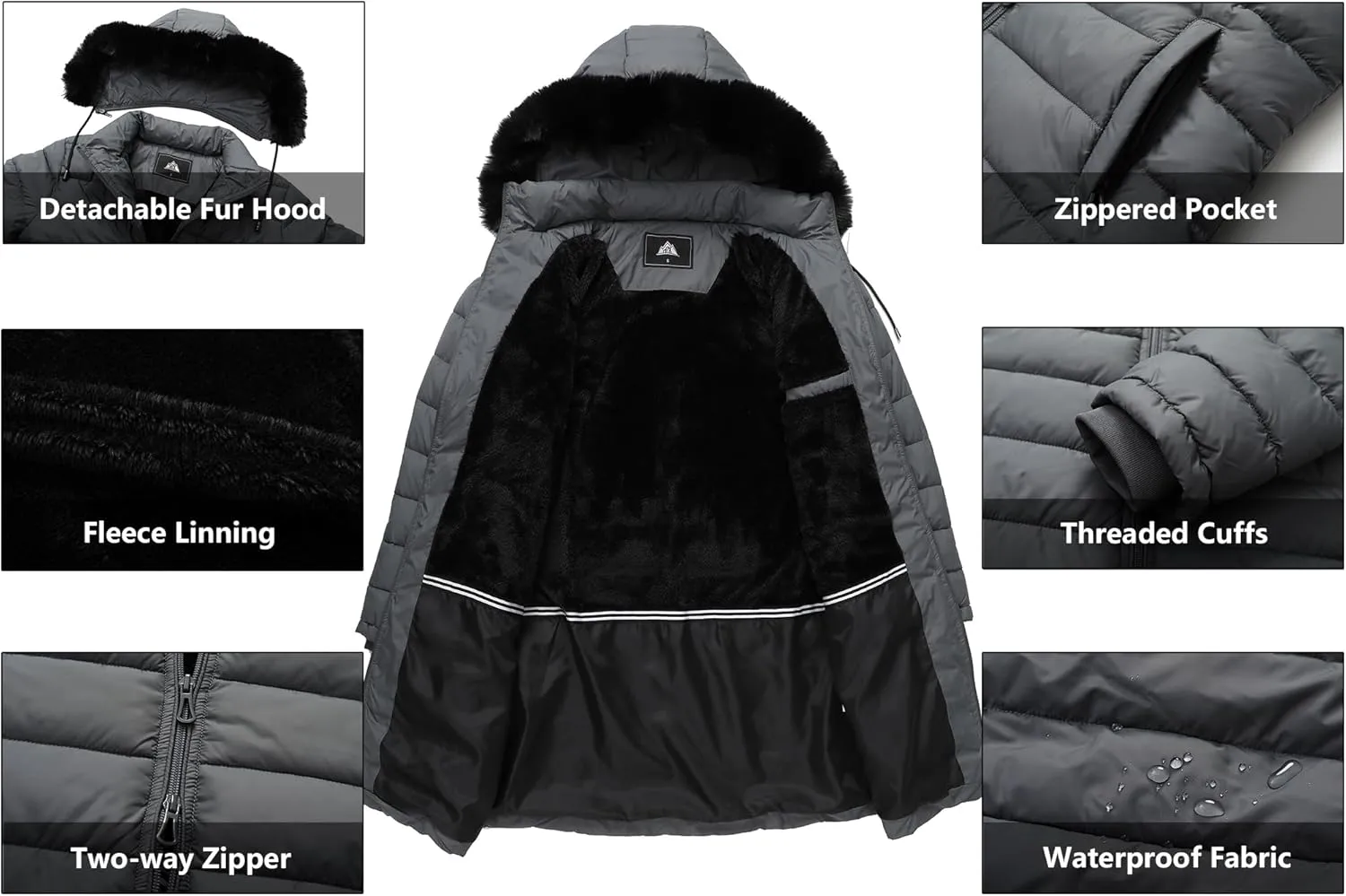Women's Waterproof Long Puffer Jacket Thickened Down Jacket Warm Winter Coat