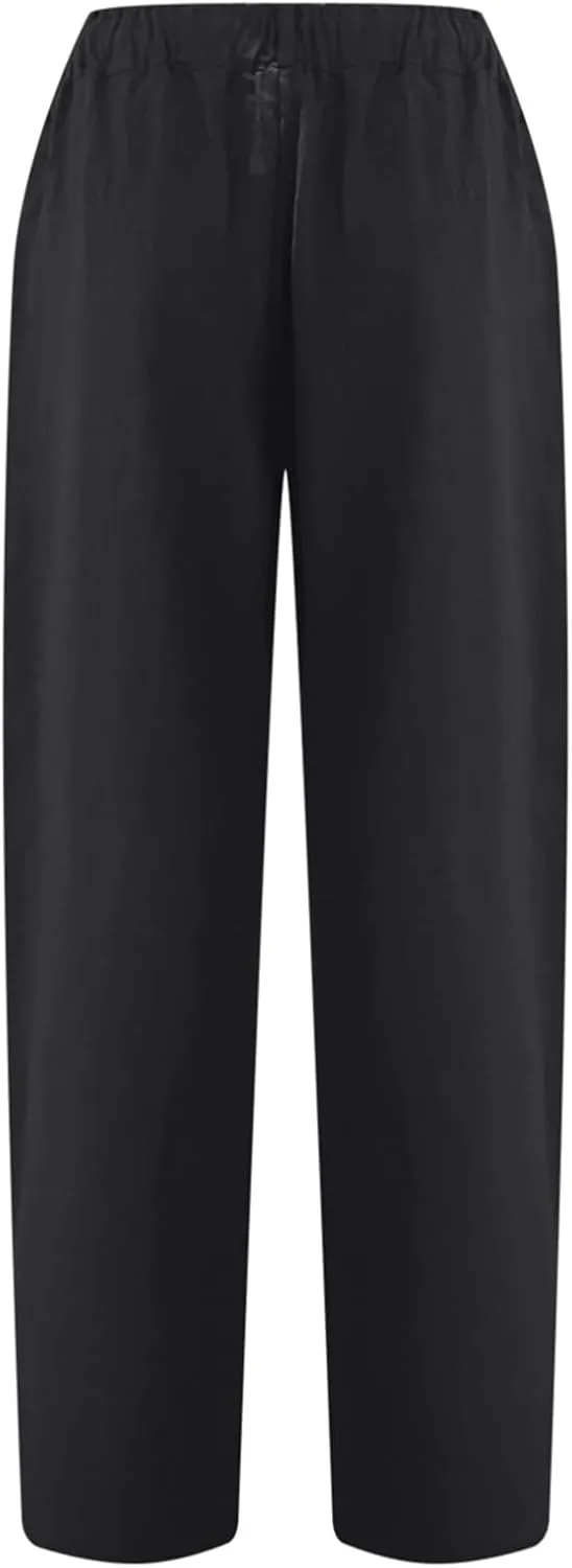 XUNRYAN Capri Pants Women Casual Summer Elastic High Waist Linen Pants Loose Wide Leg Cargo Pants Crop Trouser with Pockets
